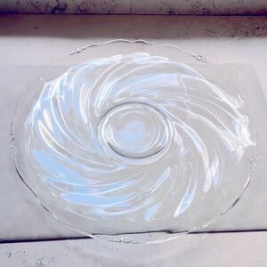 Vintage Sandwich Platter Oversized 14” Heisey Glass Company Waverly Pattern EUC